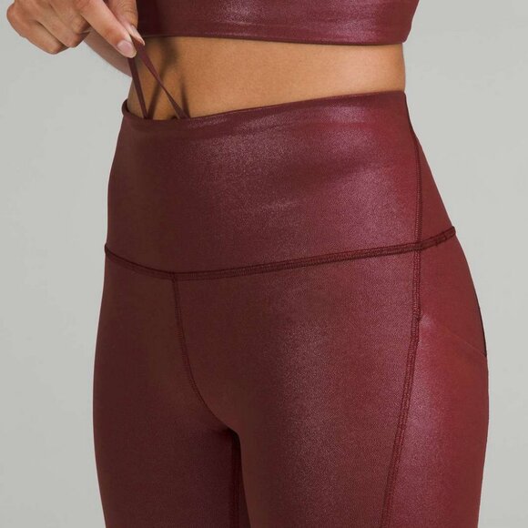 Lululemon Wunder Train Foil Tight Red Merlot 25" w/Pockets Free shipping! - Picture 4 of 13